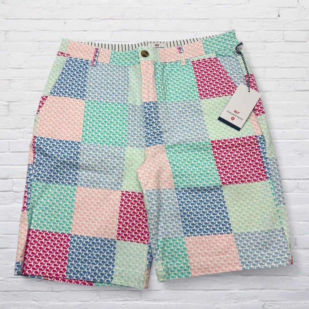 NWT Vineyard Vines x Target Bermuda Shorts Men's 30 Patchwork Whales Pink Blue